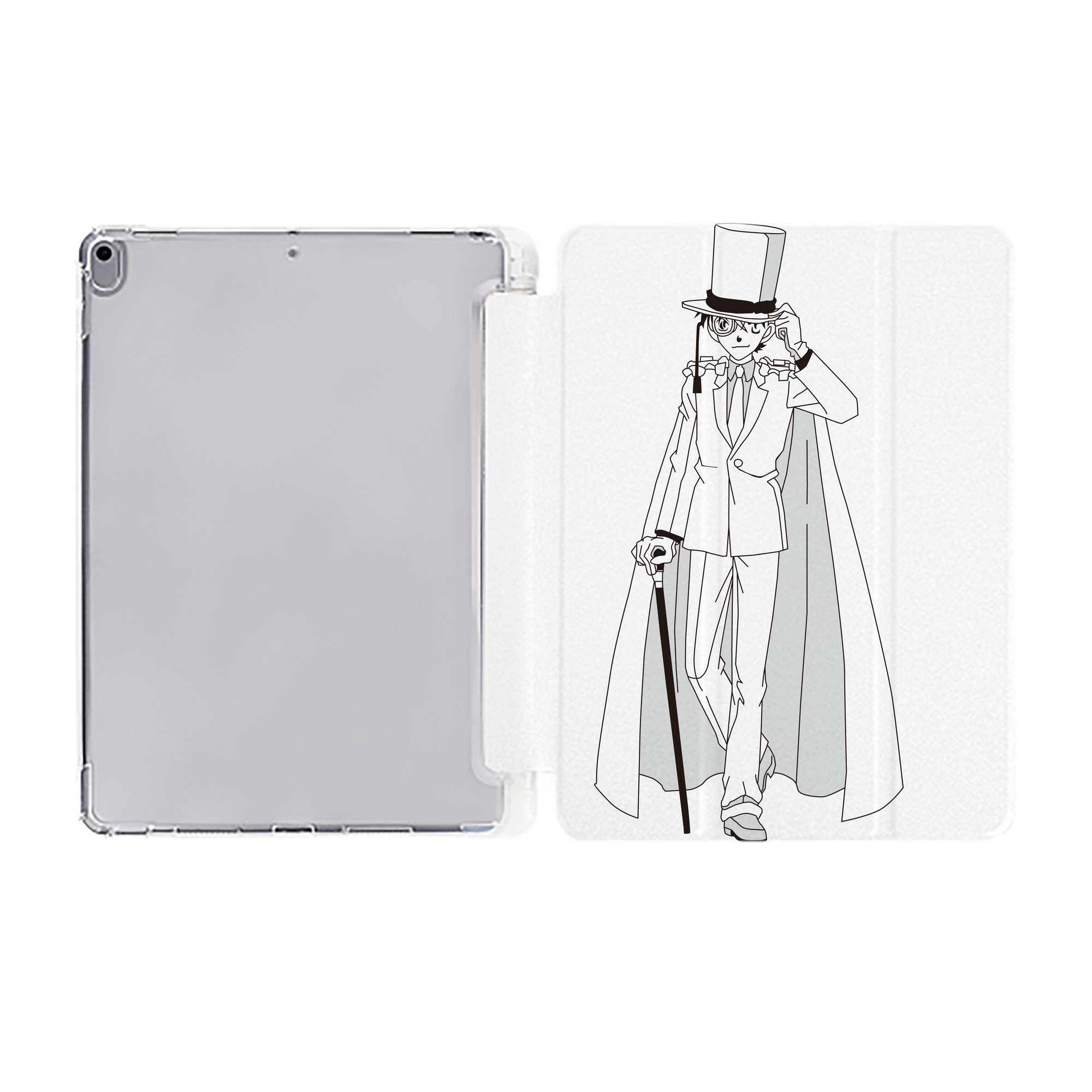 （画像用） 名探偵コナン くろば かいと Detective Conan Kuroba Kaito IPad ケース ペン収納付き 三つ折りスタンド PUレザー×シリコン 対応機種9.5/10.5/10.9インチ